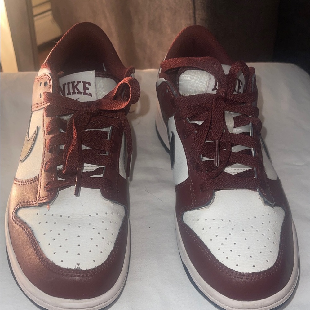 Nike Dunk Lows Burgundy and White Sneakers